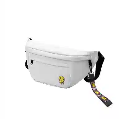 十一宫 溶化笑脸高颜值防水百搭 皮膜 斜挎胸包 大号 男女同款情侣款 白色/黑色