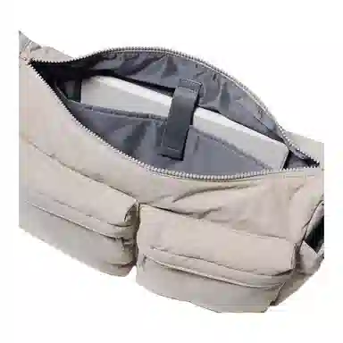 UNIQLO Multi-Pocket Nylon Shoulder Bag Beige