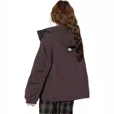 法文箱子 简约连帽拉链长袖棉服 女款