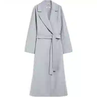 MAX MARA Long Belted Coat Gray
