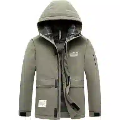 鸭鸭 山系户外加厚保暖多口袋工装风休闲宽松连帽套头羽绒服 男女同款