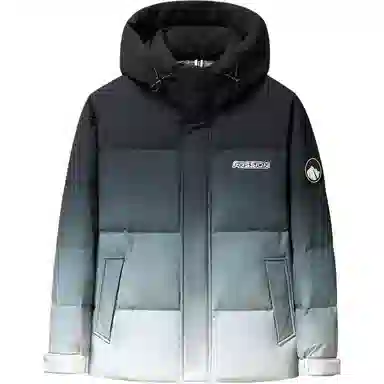 鸭鸭 加厚保暖渐变色休闲连帽套头宽松无性别羽绒服 男女同款