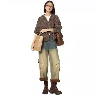 美洋 开衫花纱羊毛混纺针织衫 女款