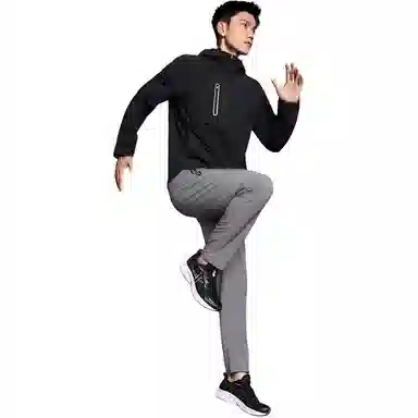 特步 综训系列 纯色拉链连帽舒适透气百搭保暖夹克外套 男款 正黑色