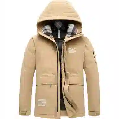 鸭鸭 山系户外加厚保暖多口袋工装风休闲宽松连帽套头羽绒服 男女同款