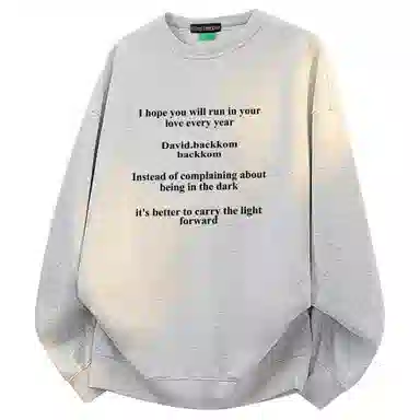 大卫贝肯 美式潮牌重磅纯色曼巴棉文章字母印花设计宽松舒适日常通勤百搭长袖圆领卫衣 男女同款