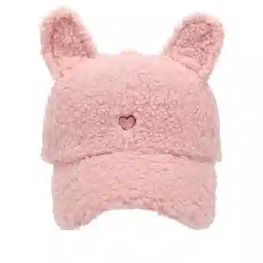 艾佳微 韩国甜美帽子可爱兔耳朵毛绒棒球帽百搭拍照萌萌哒 涤纶 鸭舌帽 男女同款情侣款