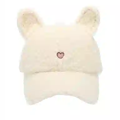 艾佳微 韩国甜美帽子可爱兔耳朵毛绒棒球帽百搭拍照萌萌哒 涤纶 鸭舌帽 男女同款情侣款