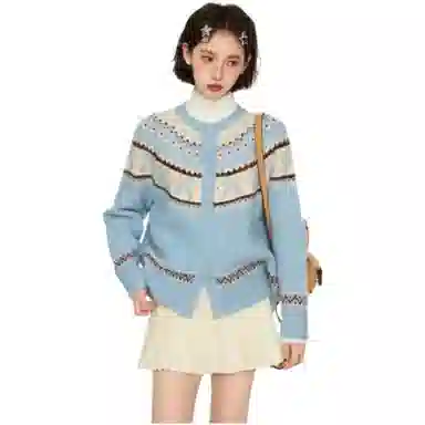 柏黛妃 复古提花针织简约百搭卫衣 女款