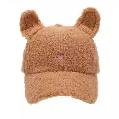 艾佳微 韩国甜美帽子可爱兔耳朵毛绒棒球帽百搭拍照萌萌哒 涤纶 鸭舌帽 男女同款情侣款