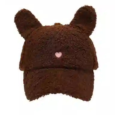 艾佳微 韩国甜美帽子可爱兔耳朵毛绒棒球帽百搭拍照萌萌哒 涤纶 鸭舌帽 男女同款情侣款