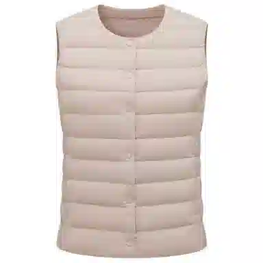 坦博尔 轻薄保暖修身纯色圆领百搭马甲羽绒服 女款