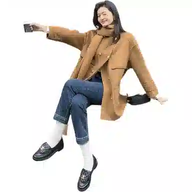 美洋 双面呢围巾冬季大衣 女款