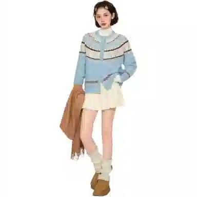 柏黛妃 复古提花针织简约百搭卫衣 女款