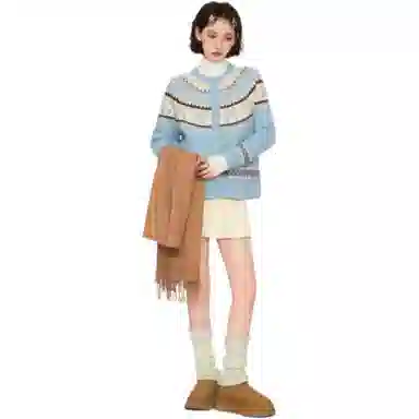 柏黛妃 复古提花针织简约百搭卫衣 女款