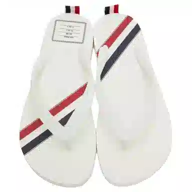 Thom Browne Rubber Stripe Slides White