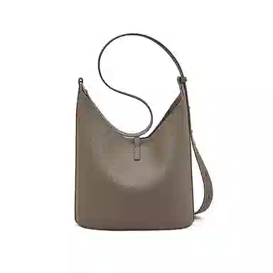 老人头 休闲通勤 牛皮拼合成革 斜挎包 女款 灰色