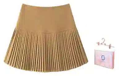 东鲸岁时记 学院风千金风百褶裙伯克利半裙休闲短裙 女款 礼盒装 米白色