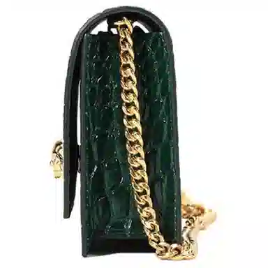 Alexander McQueen Skull Chain Leather Crossbody Bag Deep Green