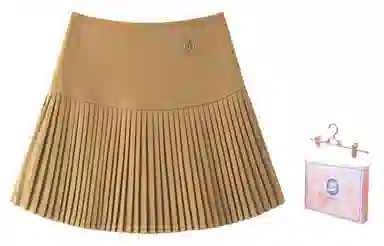 东鲸岁时记 学院风千金风百褶裙伯克利半裙休闲短裙 女款 礼盒装 米白色