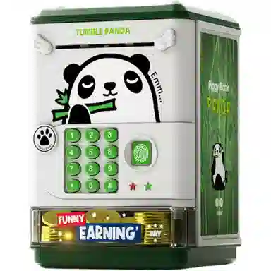 益米 国潮熊猫存钱罐 指纹密码储蓄罐 黑白色 智能玩具