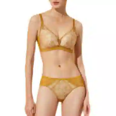 曼妮芬 植物花卉网纱小胸聚拢舒适收副乳文胸 女款