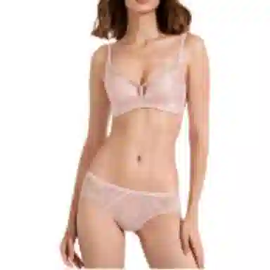 曼妮芬 植物花卉网纱小胸聚拢舒适收副乳文胸 女款