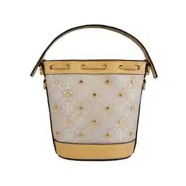 Tory Burch T Monogram Mini Bucket Bag Ivory