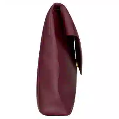 Saint Laurent Le Cassandre Large Leather Clutch Deep Ruby