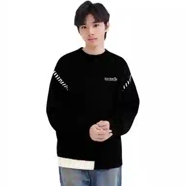 大卫贝肯 美式复古高街基础款圆领套头上衣潮流潮牌休闲宽松内搭打底衫时尚百搭痞帅慵懒风秋冬款长袖毛衣 男女同款