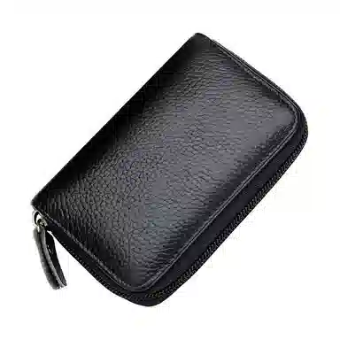 掐尖 纯色荔枝纹多功能便携 头层牛皮 卡包 常规 男女同款情侣款 红色/黑色