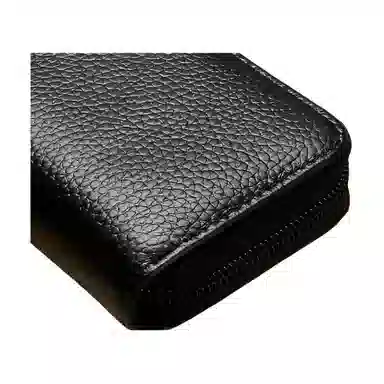 掐尖 纯色荔枝纹多功能便携 头层牛皮 卡包 常规 男女同款情侣款 红色/黑色