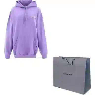 Balenciaga Logo Embroidered Hoodie Purple