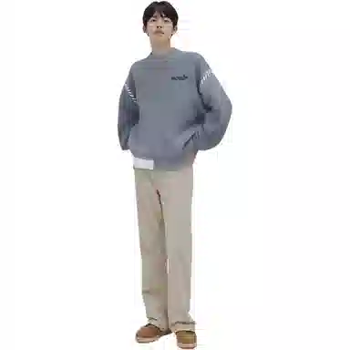 大卫贝肯 美式复古高街基础款圆领套头上衣潮流潮牌休闲宽松内搭打底衫时尚百搭痞帅慵懒风秋冬款长袖毛衣 男女同款