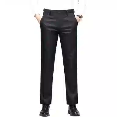 梦特娇 纯色中腰拉链微弹直筒西装裤 男款