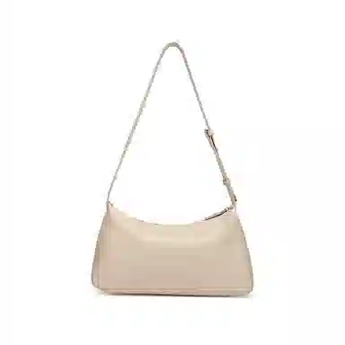 红蜻蜓 高级感学院风通勤百多口袋包工装潮流 牛皮 单肩包 女款 咖啡色/米白色