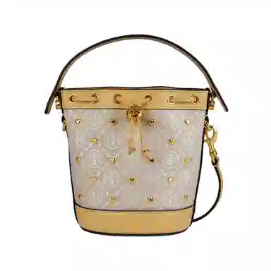 Tory Burch T Monogram Mini Bucket Bag Ivory