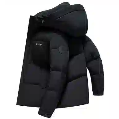 鸭鸭 石墨烯蓄热纯色韩版休闲百搭防寒保暖短款连帽羽绒服 男款