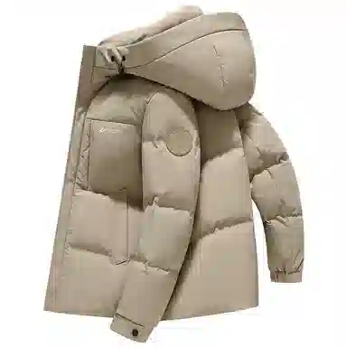 鸭鸭 石墨烯蓄热纯色韩版休闲百搭防寒保暖短款连帽羽绒服 男款