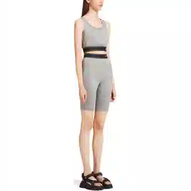 PRADA FW22 Patch Logo Elastic Tank Top Gray