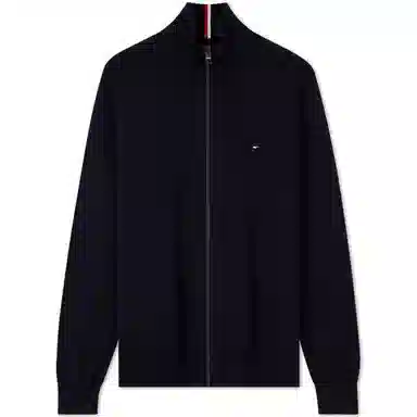 Tommy Hilfiger Cotton Zip-Up Knit Jacket Navy