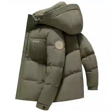 鸭鸭 石墨烯蓄热纯色韩版休闲百搭防寒保暖短款连帽羽绒服 男款