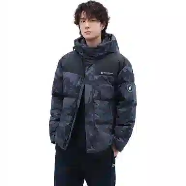 鸭鸭 紫钻系列 中青年时尚韩版潮流连帽厚款冬季外套户外防风防寒保暖中短款多口袋工装风羽绒服 男女同款