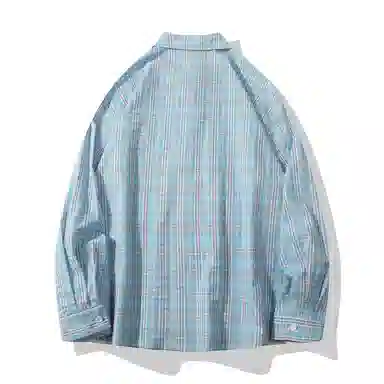 【dme】 秋季多巴胺穿搭撞色格纹衬衣外套港风潮流休闲宽松潮牌长袖衬衫 男女同款