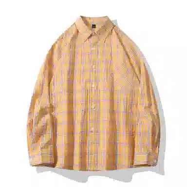 【dme】 秋季多巴胺穿搭撞色格纹衬衣外套港风潮流休闲宽松潮牌长袖衬衫 男女同款