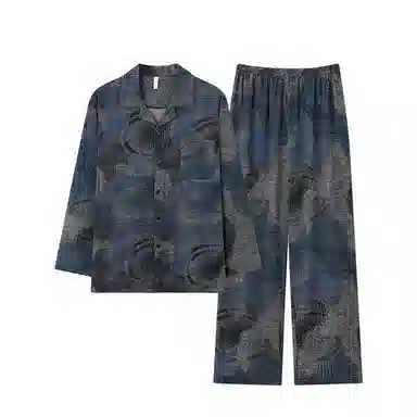 好福份 牛仔蓝调睡衣长袖长裤 男款