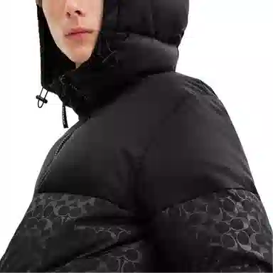 COACH Hooded Down Jacket Black
