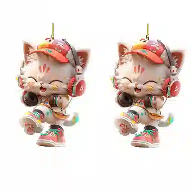 【向往自由的心】 零界 音乐奶拽小猫汽车包包 亚克力 挂件 男女同款情侣款