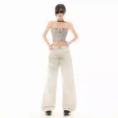 玫丝朵 潮流时尚舒适简约百搭牛仔裤 女款