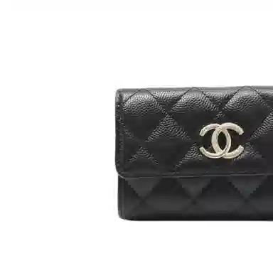 CHANEL Quilted Calfskin Card Holder Black